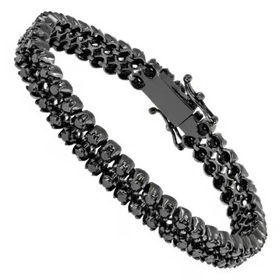 10Ct Round Lab-Created Diamond Men's Tennis Bracelet 14k Gold Plated Silver