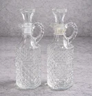 Anchor Hocking Vintage Wexford Glass Cruet Set w/ Stoppers Oil & Vinegar Bottles