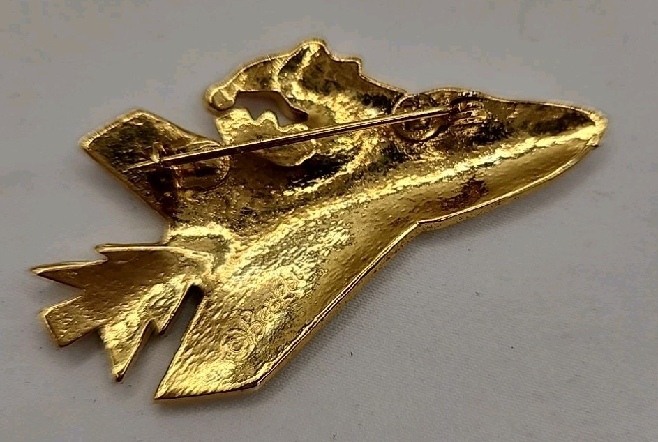 Edgar Berebi Christmas Brooch Santa Riding in a Plane enamel Pin 1990s Vintage