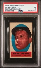 1963 Topps Peel-Offs #NNO Mickey Mantle Instruction On Back PSA 5 Yankees (2442)