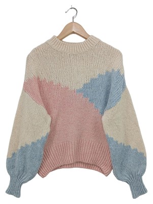 MANGO Pullover Damen XS mehrfarbig Vintage Bohemian Strickmuster