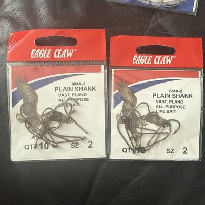 Eagle claw 084A   2  plain shank all purpose live bait Qty 2 pack/10 Hooks Each