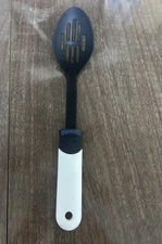 Ekco Nylon High Heat Slotted Serving Spoon Black Bowl with White Handle 14”