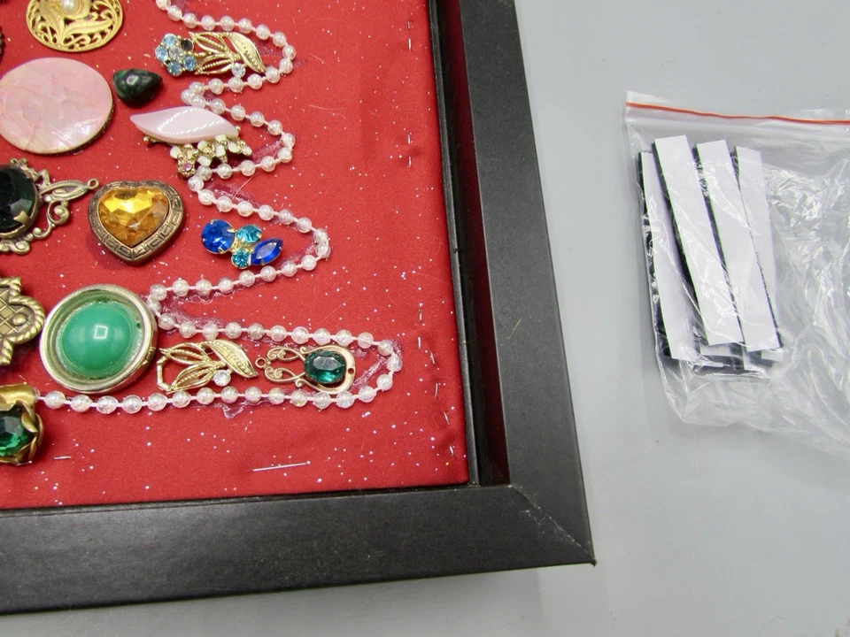 Large Framed VTG Christmas Tree Bling Costume Jewelry Art MCM New Frame 11 x 14" - Image 2 of 4