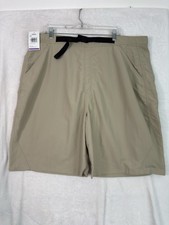 New Cabelas Shorts 2XL Mens British Tan Beige Belted Nylon Pull On Hiking 2X NWT