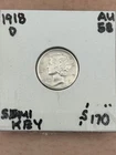 KEY AU++/UNC 1918-D Mercury Dime. Hint of wear. Full luster, strong eye appeal!