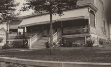 1920s Victorian House Front Porch Awnings Ornate Railings Yard