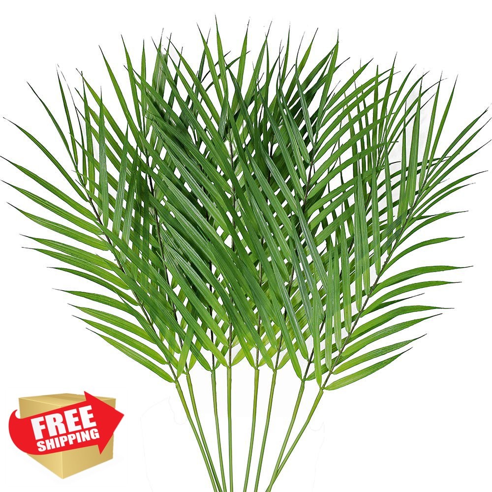 8pc Artificial Areca Palm Leaves Faux Tropical Stems 28 Inch Floral Arrangeme...