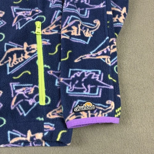 Chubbies Jacket Mens Medium Blue Dinosaur Fleece Pullover 1/4 Zip Sweatshirt image 3