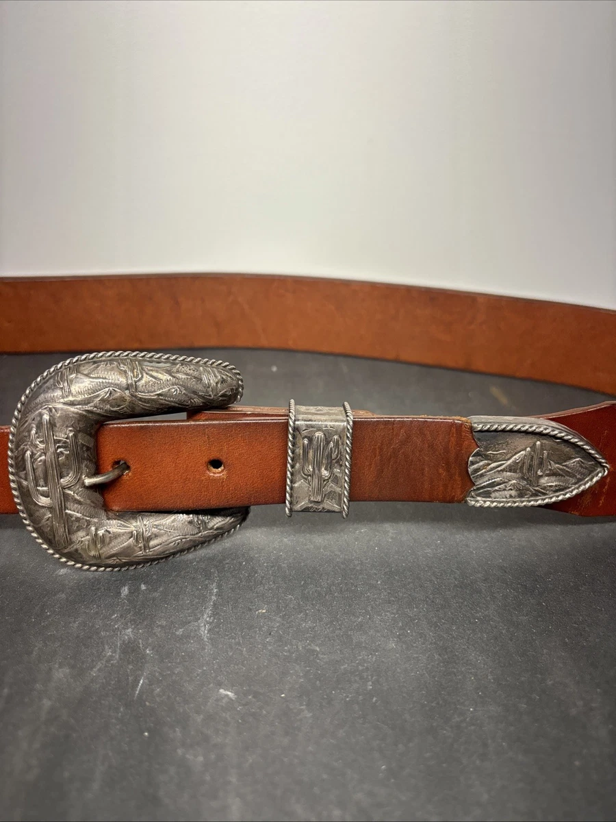 Vintage Alexander’s Sterling Silver Ranger Belt | Genuine Leather | size 34 Alexander\ main image 2