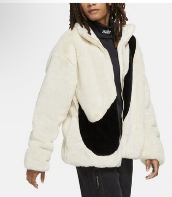 Nike Sportswear Faux Fur Big Swoosh Jacket Women's Size S