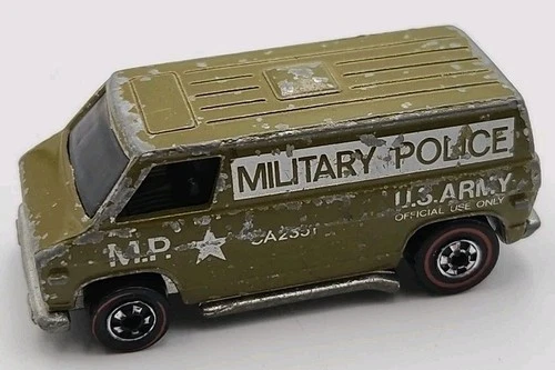 Vintage 1974 Hot Wheels Redline Army Military Police Super Van Green Hong Kong