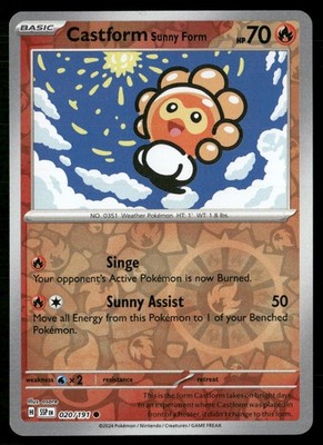 Castform Sunny Form 020/191 Common Surging Sparks Pokemon Reverse Holo Near Mint