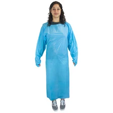 SAFE HANDLER BLSH-MS20-CPE-BL-25 Disposable CPE Gown with Thumb Loops Apron,