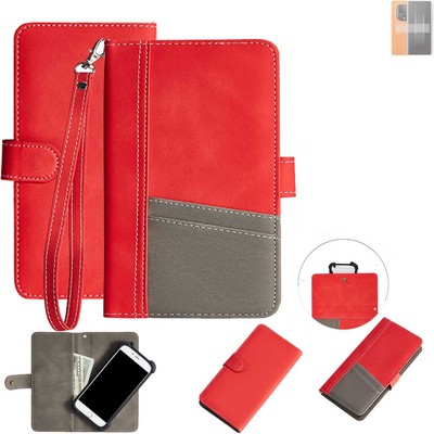 Schutzhülle für Honor Magic5 Ultimate rot + grau Wallet Case Bookstyle Hülle
