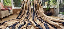 LARGE STRIPED DAMASK  CURTAINS  411 CM WIDTH BY 212 CM DROP