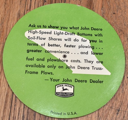 Vintage John Deere Truss Frame Plows Dealer Giveaway Hitch Calculator - Picture 2 of 2