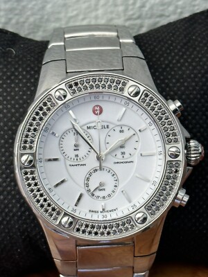 Unique & Rare Michele Tahitian Black Diamond & SS Band  display picture 2