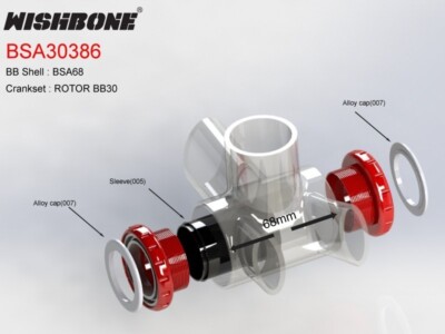 WISHBONE BSA30386 ROADBIKE BOTTOM BRACKET ROTOR BB30 / FSA BB386