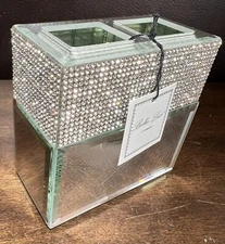 BELLA LUX NEW!!! 4” Rhinestone Mirror MAKEUP BRUSH Bath Accessory Vanity Holder