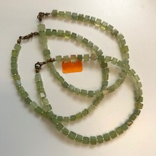 Natural Green Stone Cube Beads Handmade Anklet Ankle Bracelet 10.5" Long