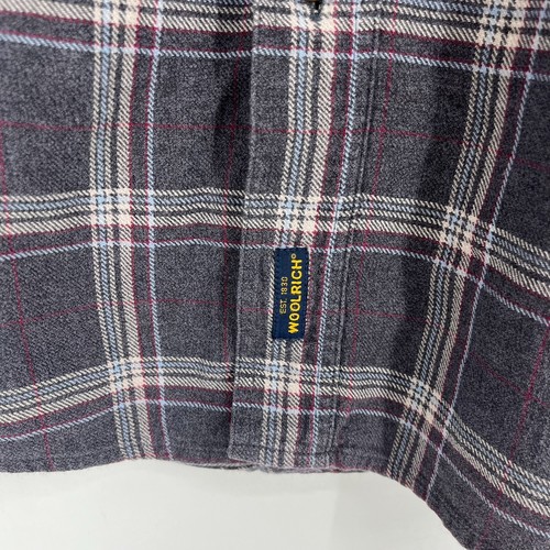 Woolrich Long Sleeve Button Shirt Men's Size L Gray Plaid Print Collared Cotton - Picture 5 of 8