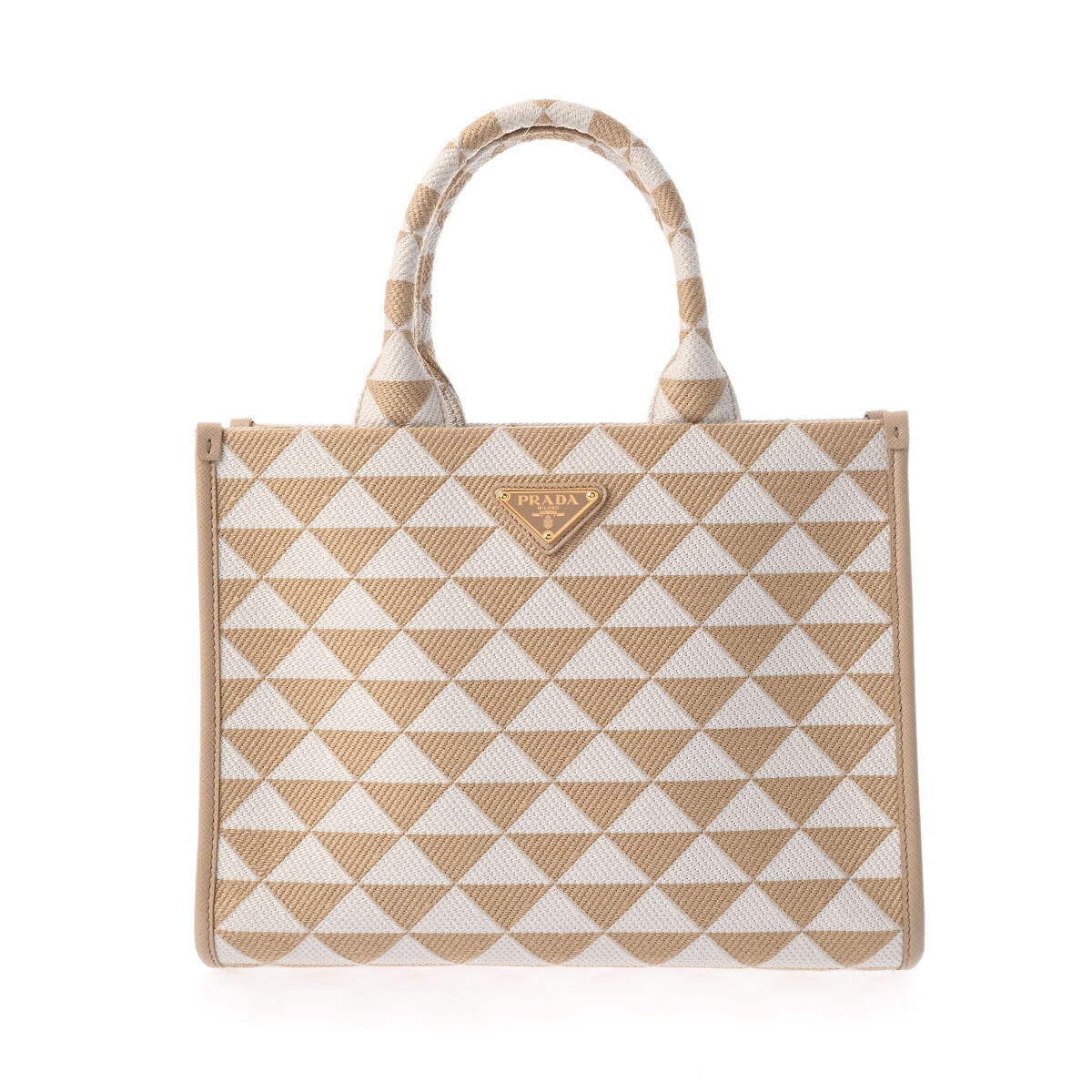 PRADA Triangle jacquard 2WAY beige PR-1BA354TRI tote bag