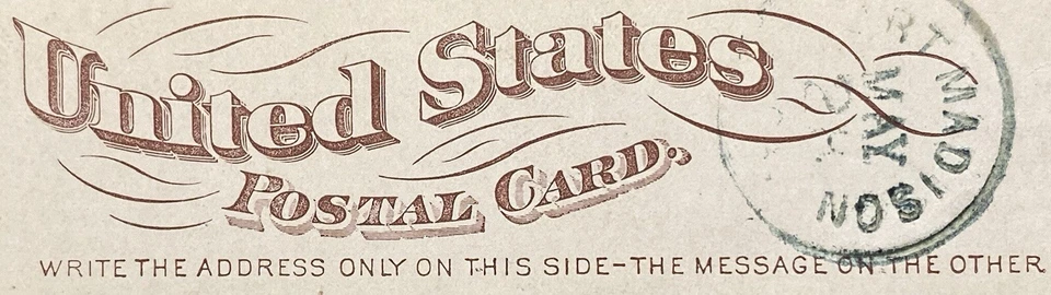 1875 *FORT MADISON, IOWA* UX3 POSTAL CARD+SMALL "USPOD" WATERMARK+FANCY CANCEL! - Image 4 of 4