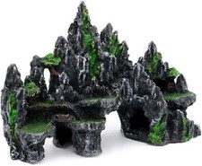 Natural Stone Fish Tank Sculpture With Plants Aquarium Decor 13.7X4.7x9 In