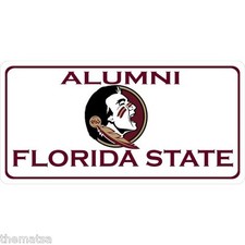 FSU FLORIDA STATE UNIVERSITY SEMINOLES ALUMNI METAL LICENSE PLATE MADE IN USA