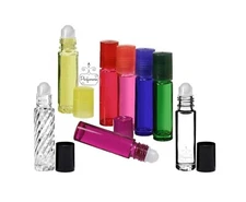 Roll On Glass Bottles 1/3 oz. 10 ml Essential Oils 72 pack Your Choice of Colors