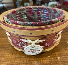 Longaberger 2010 Falling Snowbasket W/liner/protector Plus Tie On