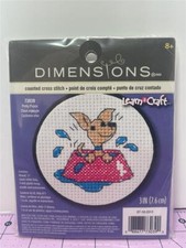 DIMENSIONS Counted Cross Stitch Kit PERKY PUPPY 3" Round - 73039