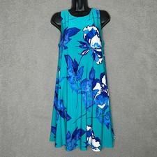 Ralph Lauren Shift Dress Womens Size 12 Blue Floral Tropical Vacation Y2K Casual