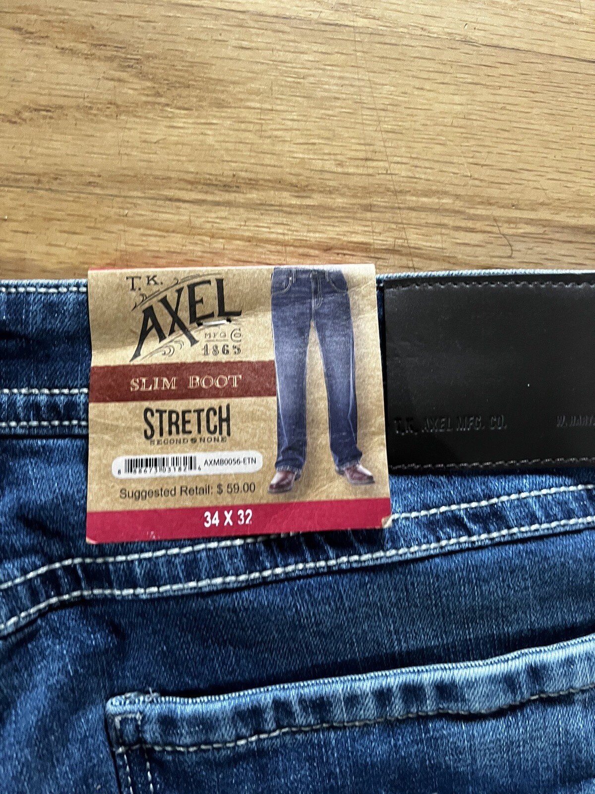 TK Axel Jeans Men 34x32 Slim Boot Medium Wash Distressed Stretch Denim