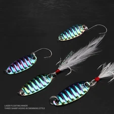 5 Pcs Fishing Lure Metal Spinner Bait Bass Tackle Crankbait Spoon Trout Hook