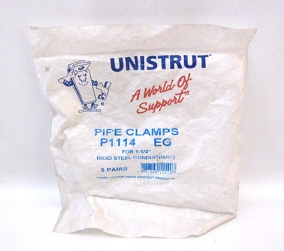 (LOT OF 5, NEW)   1-1/4'' Rigid Steel Conduit Pipe Clamps P114 #A6-4
