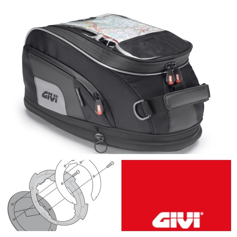 Givi XS307 Y 15 Litre Motorcycle Tank Bag & Honda Tank Ring - Black
