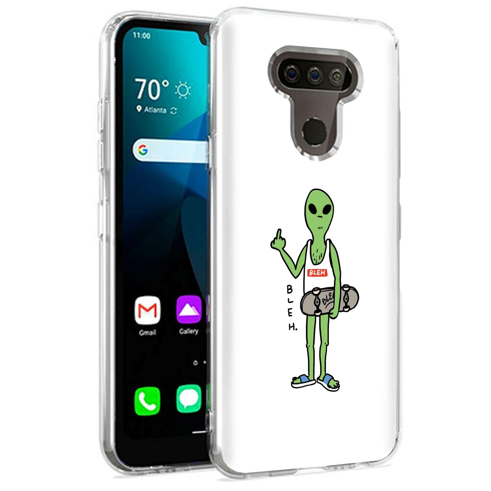 Phone Case for LG Harmony 4,Xpression Plus 3,K40S, Bleh Alien White Print
