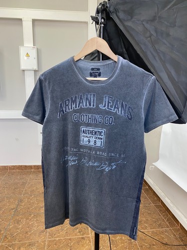 🇺🇸 Vintage 90s Armani Jeans Rare T-Shirt Retro Hype Y2K Gr. M Farbe Blau