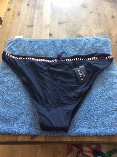 FIGLEAVES CURVE Womans Bikini Bottoms Blue Rose/gold Detail Size 16 Bnwt - Picture 3 of 11