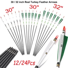 30" 32" Carbon Arrows Real Turkey Feather Spine 500 Hunting Compound Recurve Bow