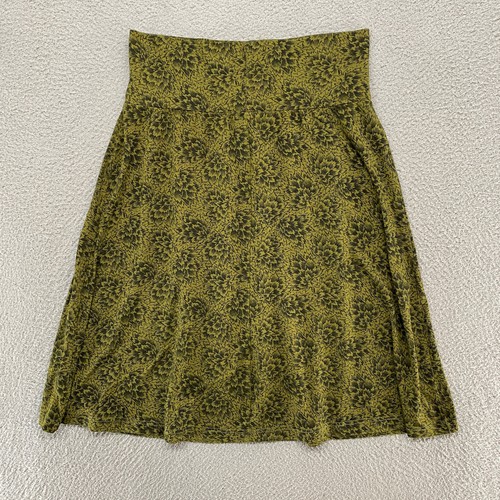 Cut Loose Skirt Womens Small A-Line Stretch Floral Leaf Print Green Comfy - Picture 11 of 12