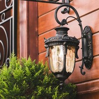 AußEnleuchte Wandlampe Laterne Antik Down-Leuchte H 43 Cm Bronze Metall Glas