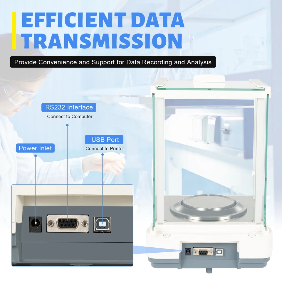 Báscula de laboratorio de precisión de balanza analítica electrónica digital 120 x 0,0001 g 0,1 mg Foto 3 de 4