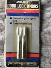 Vintage HOLLYWOOD ACCESSORIES DOOR LOCK KNOBS CHROME  #430C GM, FORD MOPAR