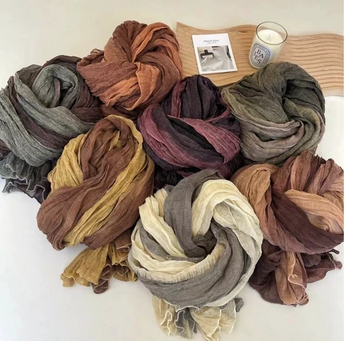 Damen Herren Baumwolle &Leinen weicher Schal, 7 Farbe Halstuch, 90x185cm