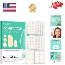 443 Count Pimple Patches for Face, Hydrocolloid Acne Patch Bulk, Acne Sticker...