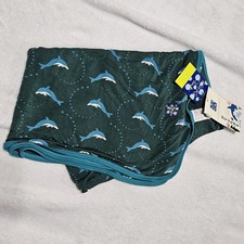 Kickee Pants Viscose Bamboo Toddler Blanket Dolphin Ocean Green 38x28 Novelty