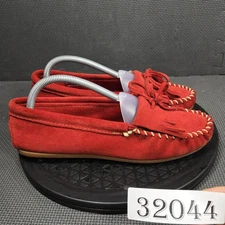Minnetonka Shoes Womens Size 9 Red Suede Moccasins Loafers Driving Flats